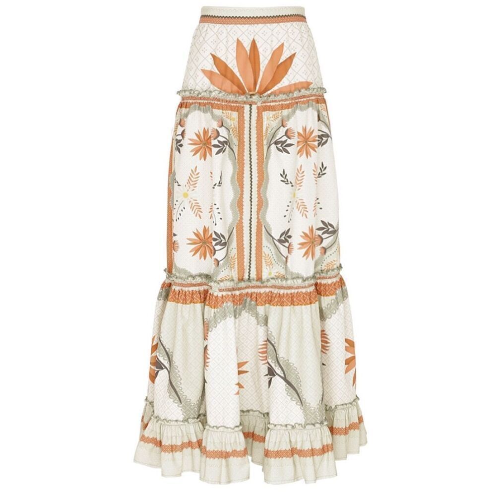 LUG VON SIGA Veronica Skirt Off White/Green Nwt Size 42/US 10